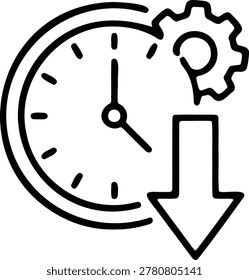 Efficiency and time reduction with clock and gear icon