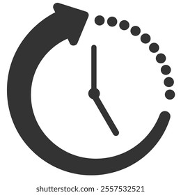 efficiency and time saving simple black clock's  icons 