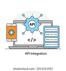 Ícone de integração de API eficiente para comunicação simplificada entre aplicativos com curso editável.