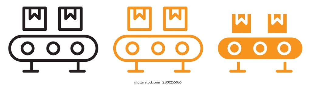 Efficient Assembly Line Icon Set for Industrial and Manufacturing Process Illustrations