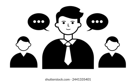 Efficient Communication Man Vector Illustration Collaborating with Colleague