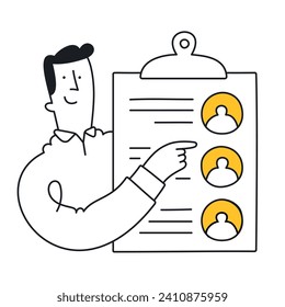 Efficient Employee Selection Process Illustrated - Doodle style with an editable stroke.