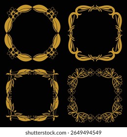 Efficient Gold Floral Borders Decorative Collection Time Saving Premium Kits