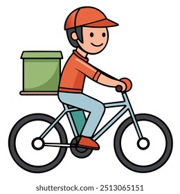 Entrega eficiente de comestibles con un joven ciclista en movimiento, perfecto para resaltar el servicio rápido, confiable y conveniente que lleva los comestibles directamente a su puerta