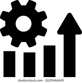 efficient grow, graph revenue growth icon. Line sign arrows up and cogwheel. an icon of a gear and an arrow. isolated pictograms for web and app on white background 
