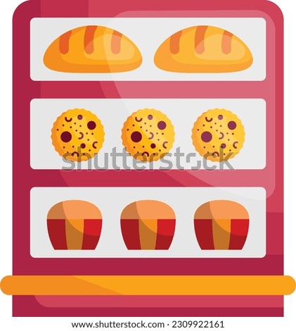 Efficient hot food display counter concept, Food Warmer Hot Case vector color icon design, Bakery and Baked Goods symbol, Culinary and Kitchen Education sign, Recipe development stock illustration