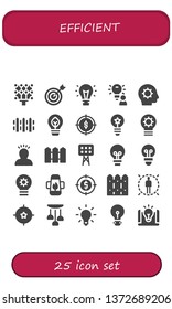 efficient icon set. 25 filled efficient icons.  