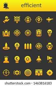 efficient icon set. 26 filled efficient icons.  Simple modern icons about  - Idea, Lamp, Light, Target, Lightbulb, Fence, Inspiration, Dartboard
