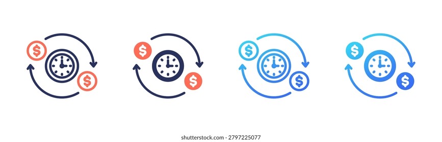 Efficient icon set multiple color collection