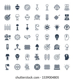 efficient icons. Editable 49 efficient icons. Included icons such as Light bulb, Fence, Target, Lamp, Brainstorming, Dartboard, Ecologic light bulb. efficient trendy icons for web.