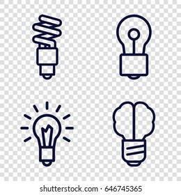 Efficient icons set. set of 4 efficient outline icons such as bulb, light bulb, fluorescent lamp