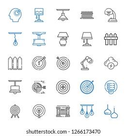 efficient icons set. Collection of efficient with light, lamp, fence, target, light bulb, brainstorm, bulb. Editable and scalable efficient icons.