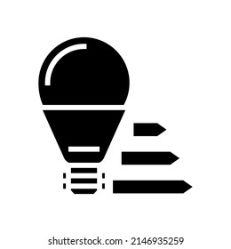 vector de icono de glifo de bombilla de luz eficiente. señal de la lámpara de luz eficiente. símbolo de contorno aislado ilustración negra