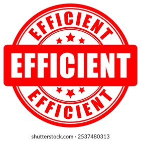 Efficient red circle sign isolated on white background, high productivity vector stamp
