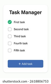 Efficient task manager screen featuring a to-do list layout with functional checkboxes included.