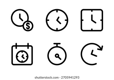 Colección eficiente de iconos de gestión del tiempo para la planificación de la productividad, la programación de tareas, la organización del flujo de trabajo y las imágenes profesionales de negocios
