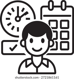 Effizientes Zeitmanagement, Produktivität und Planung für professionellen Erfolg, Termine und Terminplanung Symbolkonzept.
