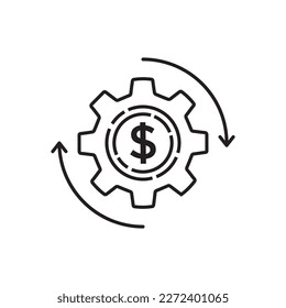 efficient use of funds or money management icon. thin line trend modern fin tech or capital logotype graphic linear design isolated on white. concept of cost or revenue optimization and reduction