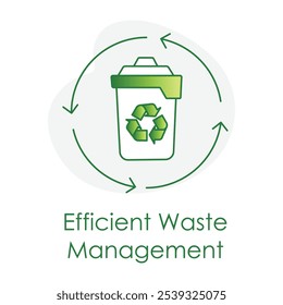 Icono de gestión eficiente de residuos: flechas de papelera y reciclaje que representan la eliminación organizada.