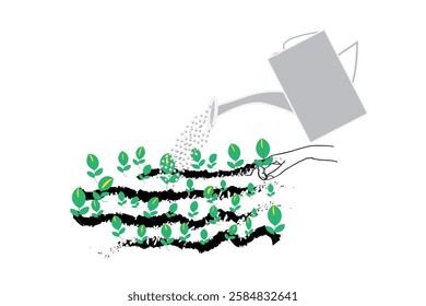 "Efficient Watering and Fertilization Techniques for Healthy Plant Growth in Sustainable Agriculture"