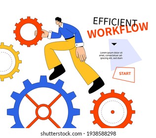 Efficient workflow - modern colorful flat design style web banner