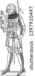 Effigy of Henry First Duke of Lancaster is an effigy of the first Duke vintage line drawing or engraving illustration.