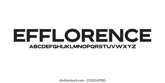 Efflorence, fuente minimalista alfabeto moderno creativo. Tipografía con punto regular y número. Conjunto de Fuentes de estilo minimalista. Ilustración vectorial
