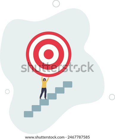 Effort and ambition to reach goal or target, challenge to win higher target,flat vector illustration.