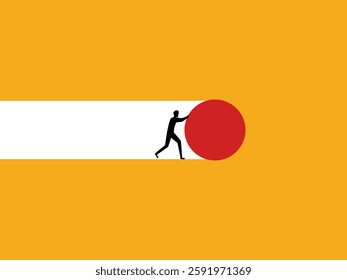 Effort, Businessman pushing a round object