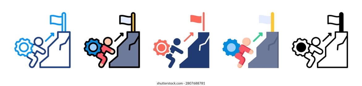 Effort Culminated Icon Set Multiple Style Collection Vector Illustration