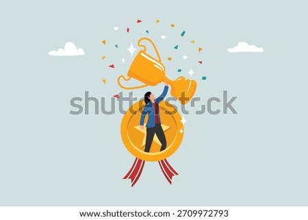 Effort and dedication in working to earn rewards, employees receive awards and recognition for outstanding achievements or victories.