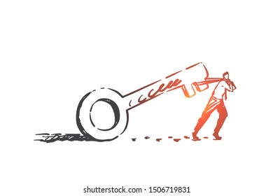 Effort, determination, struggle concept sketch. Hand drawn isolated vector