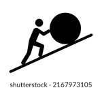 Effort, determination or uphill battle flat vector icon for apps and websites