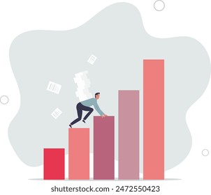 Effort or hard work to success, work burden or heavy pressure weight,flat vector illustration.