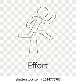 Effort icon concept on transparency background. Business resilience creative idea design. Line vector illustration use for your project. 
