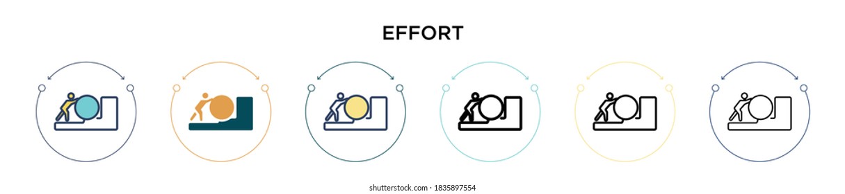 Effort icon in filled, thin line, outline and stroke style. Vector illustration of two colored and black effort vector icons designs can be used for mobile, ui, web