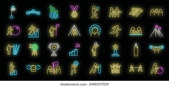 Effort icon outline vector. Success force. Business goal neon color isolated