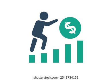 Ícone de esforço. estilo de ícone sólido. as pessoas incentivam o dólar. ícone relacionado à motivação. elementos de sucesso ilustração vetorial