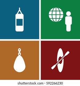 effort icons set. Set of 4 effort filled icons such as rowing, globe and man