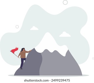 Effort or perseverance to reach goal or achievement success, mission or business growth, ambition to progress to target, tough or struggle concept.flat design.illustration with people.