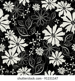 Effortless floral pattern with white flowers (vector EPS 10)