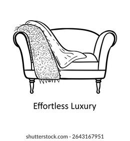 Effortless Luxury – Sofa Representing Comfort with Style hand drawn icon