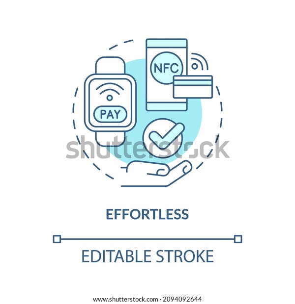 Effortless turquoise concept icon. Innovative
technology. Touchless system abstract idea thin line illustration.
Isolated outline drawing. Editable stroke. Roboto-Medium, Myriad
Pro-Bold fonts used