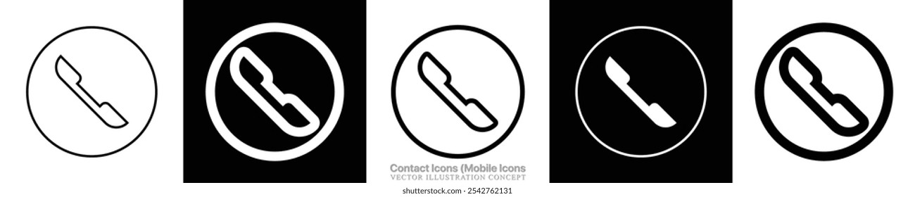 Verbinden Sie sich mühelos mit diesem eleganten und modernen Telefon-Icon-Set. Diese Icons eignen sich perfekt für Websites, Apps und digitale Schnittstellen und verleihen Ihren Kontaktfunktionen eine professionelle und geschliffene Note. Vektor.