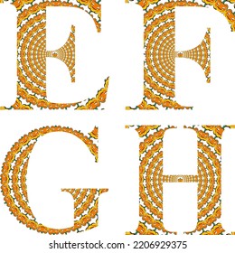 efg font in Halloween style alphabet