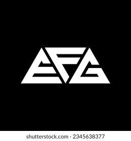 EFG triangle letter logo design with triangle shape. EFG triangle logo design monogram. EFG triangle vector logo template with red color. EFG triangular logo Simple, Elegant, and Luxurious design.