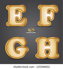 EFGH character gold embroidery vector