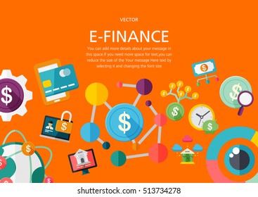 E-finance concept in flat design style