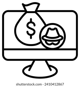 E-Financial Fraud Symbol-Linie, Vektorgrafik