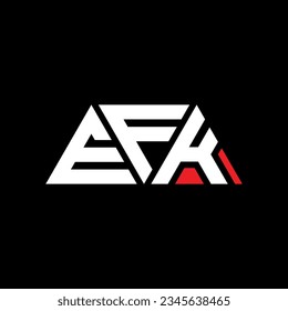 EFK triangle letter logo design with triangle shape. EFK triangle logo design monogram. EFK triangle vector logo template with red color. EFK triangular logo Simple, Elegant, and Luxurious design.